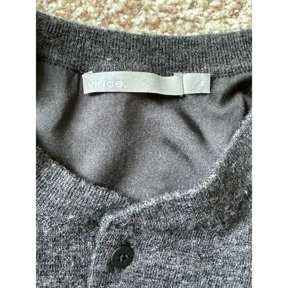 VINCE Sweater/shirt, 100% wool, lightweight, 1/4 button down, scrunched/smocked - Picture 7 of 7